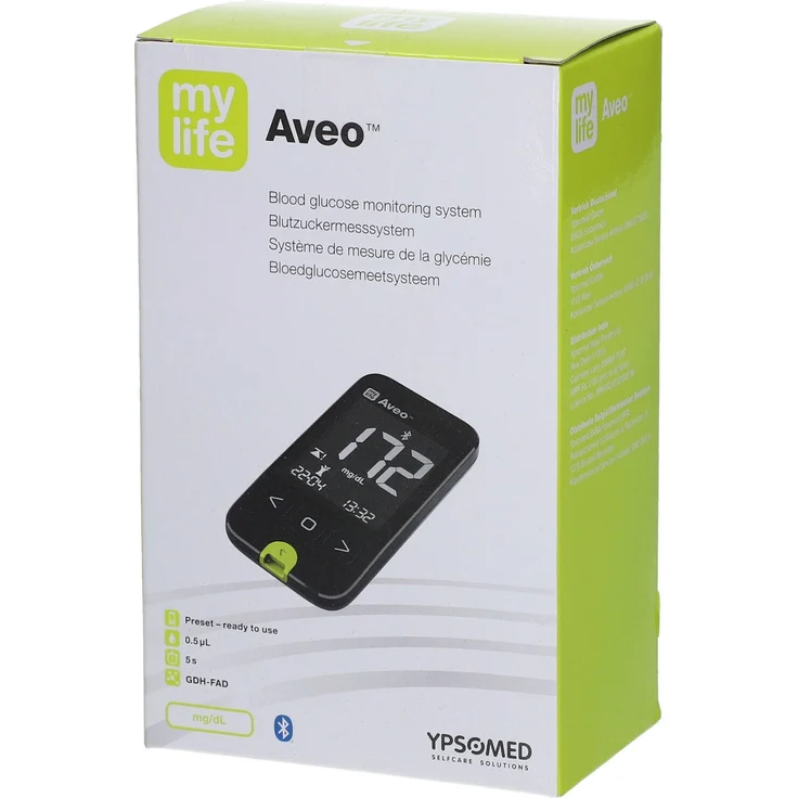 mylife Aveo MG/DL BZM, Blutzuckermessgerät im Set für präzise Glukosemessung