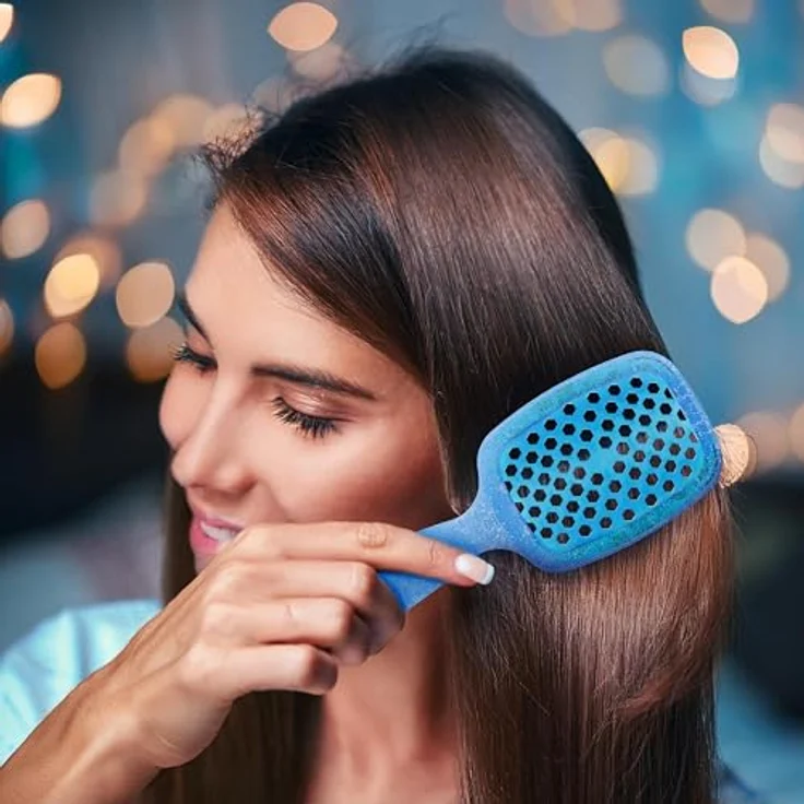 UNbrush Glitter Collection Mini Haarbürste, Detangler in Sapphire, unisex, sanftes Entwirren ohne Ziepen für unterwegs – Bild 10