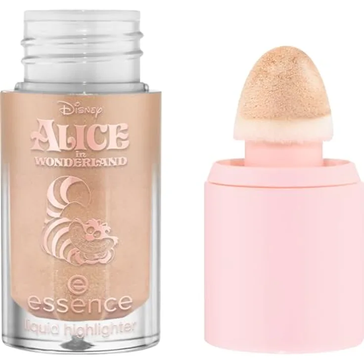 essence Disney Alice in Wonderland flüssiger Aufheller 01 - Grin & Glow, 4 ml, veganer Highlighter mit lichtreflektierenden Pigmenten