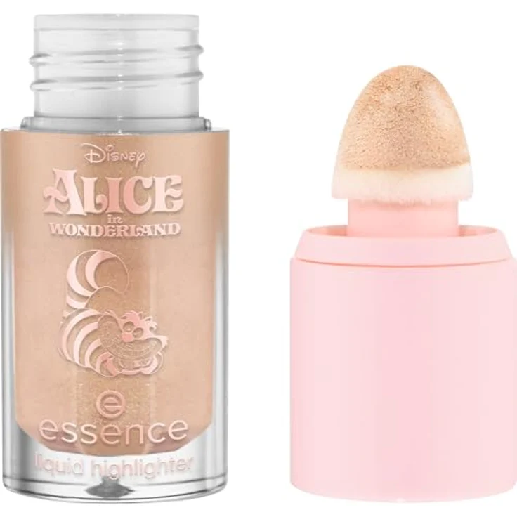 essence Disney Alice in Wonderland flüssiger Aufheller 01 - Grin & Glow, 4 ml, veganer Highlighter mit lichtreflektierenden Pigmenten – Bild 1
