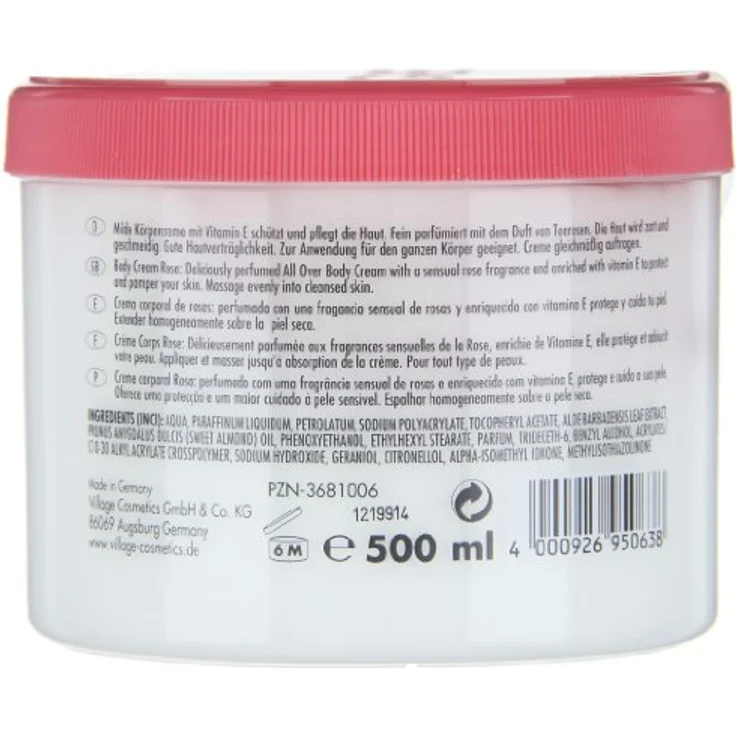 Village Vitamin E Körpercreme Rose 500 ml  – Bild 4