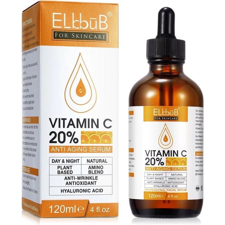 P-Beauty Cosmetic Accessories Gesichtsserum mit Vitamin C und E, 120ml - Aufhellendes Serum mit Hyaluronsäure, für gesunde, strahlende Haut