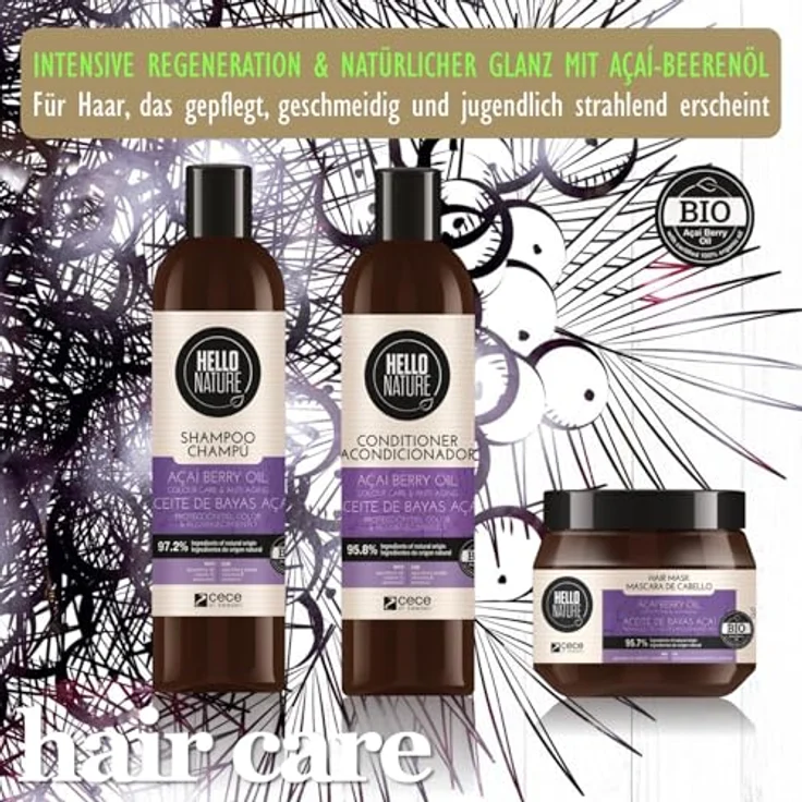 P-Beauty Naturkosmetik Conditioner mit Acai Beere, Haarspülung für Farbschutz und Regeneration, 3x 300ml – Intensive Pflege für glänzendes und geschmeidiges, coloriertes Haar – Bild 2