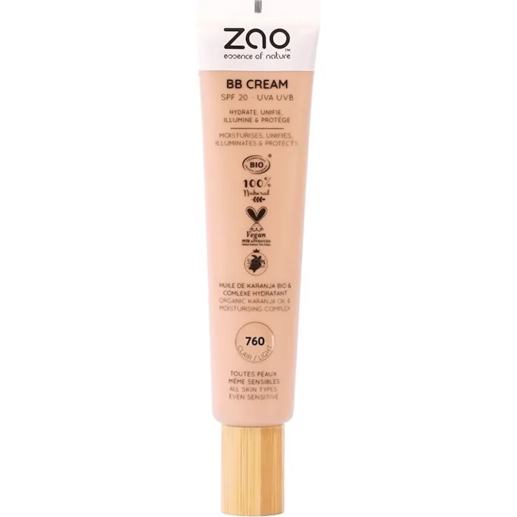 ZAO BB Cream Sonnenschutz, 30 ml, Nude, getönte Formel mit mineralischem UV-Schutz und natürlichem Finish
