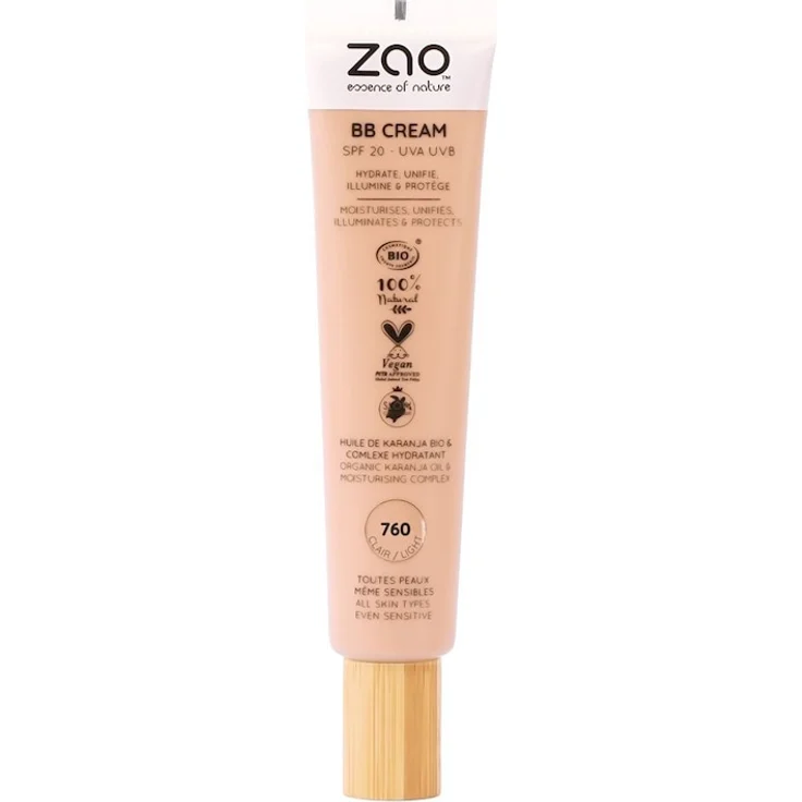 ZAO BB Cream Sonnenschutz, 30 ml, Nude, getönte Formel mit mineralischem UV-Schutz und natürlichem Finish