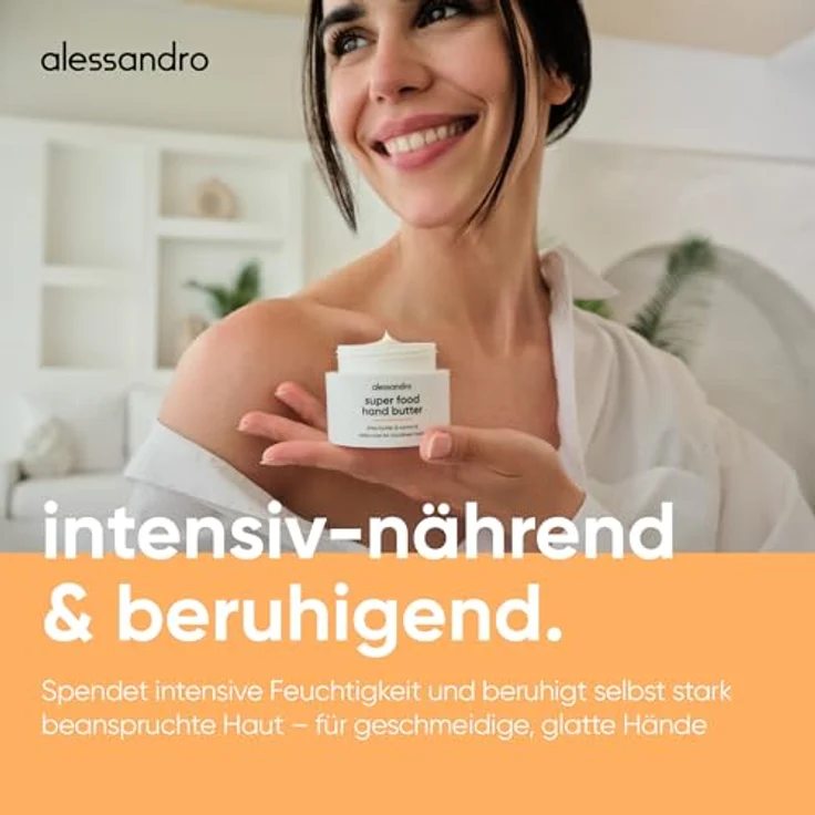 alessandro Superfood Hand Butter, Intensive Feuchtigkeit & Schutz für trockene Hände mit Sheabutter & Karottenöl, 50ml, vegan – Bild 2