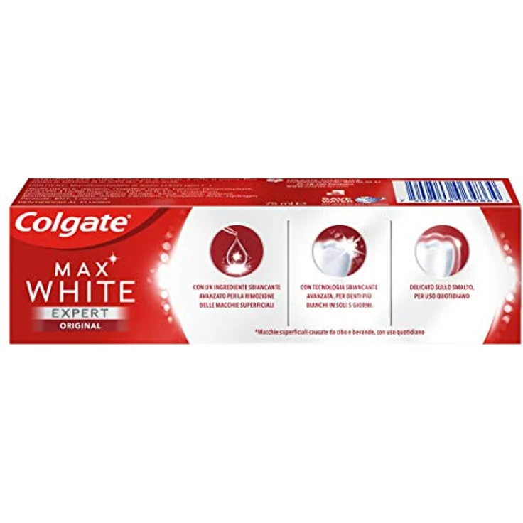 Colgate Max White Expert White Original 12 Packungen mit 75 ml Die weißsten Zähne in 5 Tagen* I Sanfte Aufhellung Die fortschrittliche Whitening-Technologie I Zahnaufhellung – Bild 2