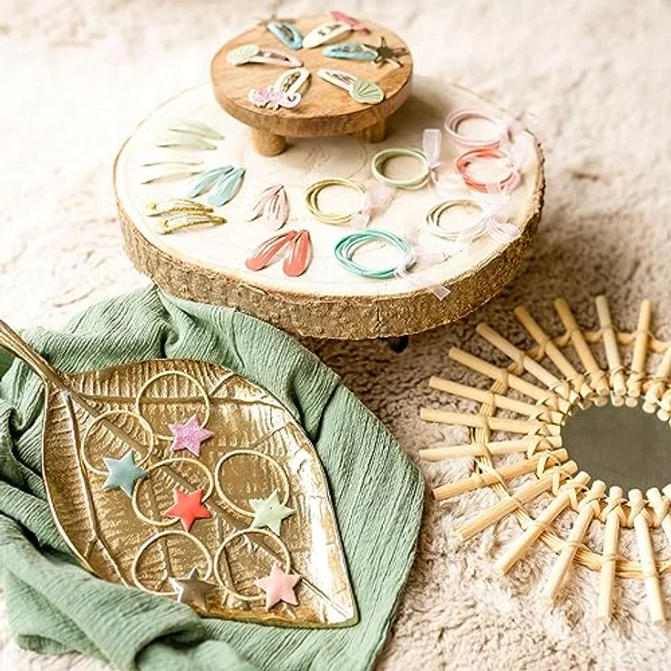 Papierdrachen Haarspangen und Haargummis Set, 48-teilig, mit Glitzer und Stoffbezug, Meerjungfrau-Design, langlebig und robust, für lange und feine Haare – Bild 5