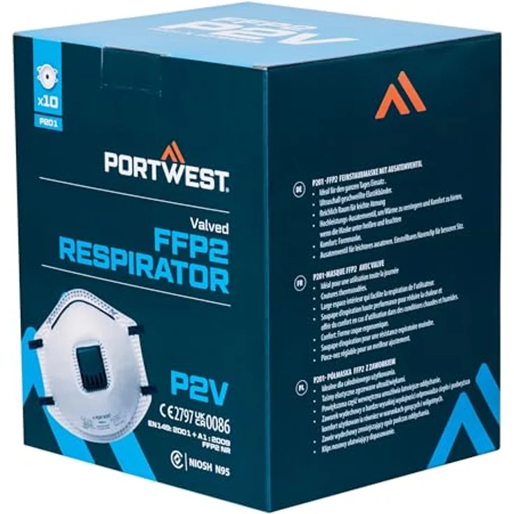 Portwest P201WHR FPP2, Atemschutzmaske mit Ventil, 10 Stück – Bild 8