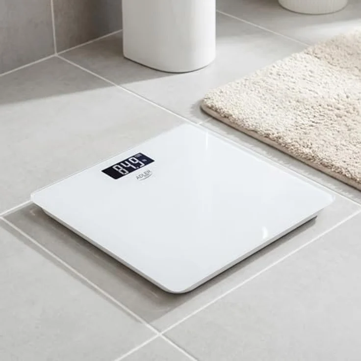 ADLER EUROPE AD 8194W Personenwaage, digitale Glaswaage mit USB-C Akku, max. 180 kg, schwarzes Design – Bild 7
