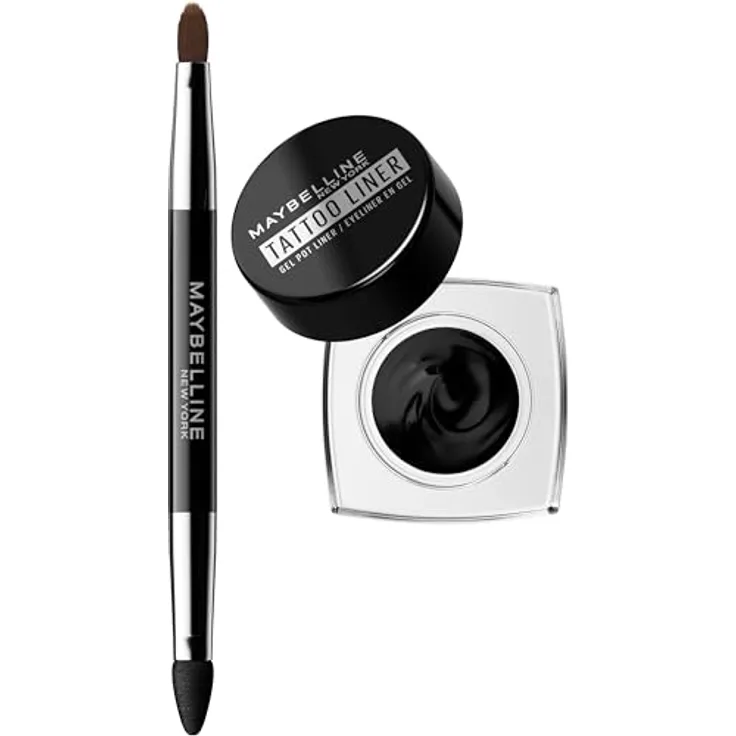 MAYBELLINE NEW YORK Tattoo Liner, langanhaltender Gel-Eyeliner mit Pinselchen, wasserfest, Farbton 950 Blackest Black, 3 g