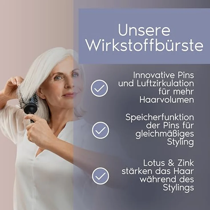 PARSA Beauty Professional Wirkstoffbürste Lotus + Zink (Volumen Rundbürste 25mm) - Haarbürste für Glanz, Volumen & Pflege – Bild 3