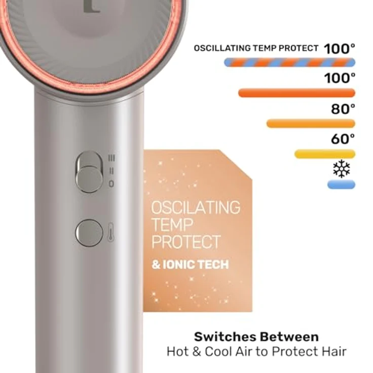 Taurus Digitaler Haartrockner Force Protect, 1600 W, Ionic Care, 10 Geschwindigkeits- und Temperaturstufen, Oscillating Temp Protect, mit Zubehör – Bild 4