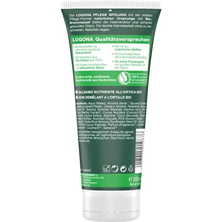 Logona Haarpflege Conditioner Pflege Spülung Bio-Brennnessel 200 ml – Bild 2