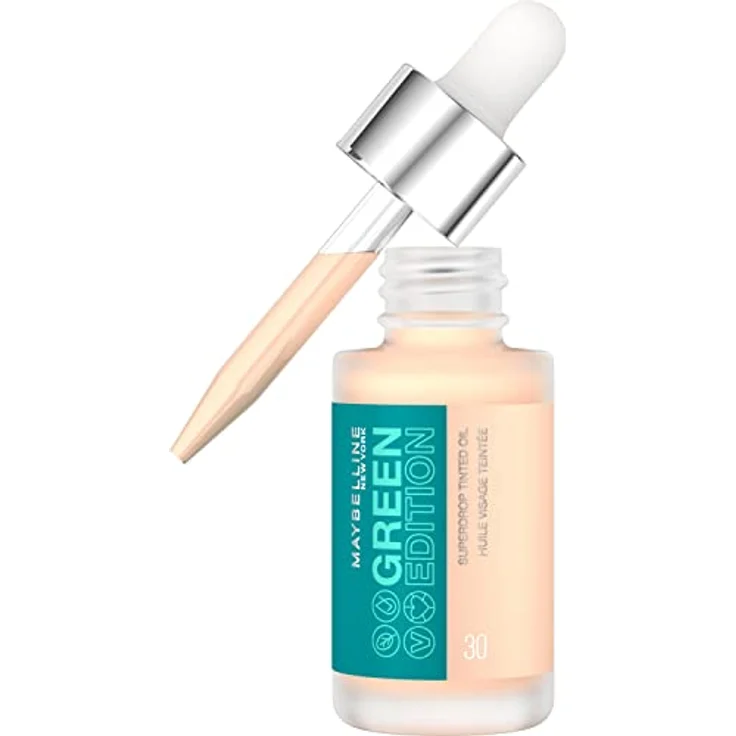 Maybelline Green Edition Superdrop Tinted Dry Oil Foundation 30, 20 ml - Beige, leichte, aufbaubare Deckkraft mit natürlichen Inhaltsstoffen – Bild 1