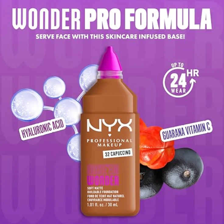 NYX Professional Makeup Make 'EM Wonder Foundation, Glow-Booster mit Vitamin C und Hyaluronsäure, 30 ml – Bild 4