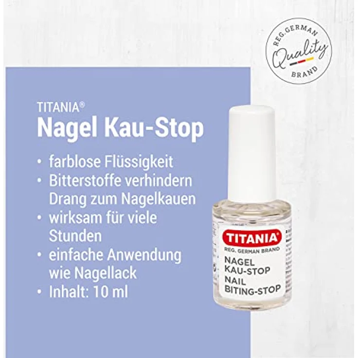 TITANIA Nagel Kau-Stop (10ml) • Nagellack gegen Nägelkauen • Anti Nägelkauen • Schutz gegen Fingernägelkauen • Anti Fingernagel Kauen – Bild 2