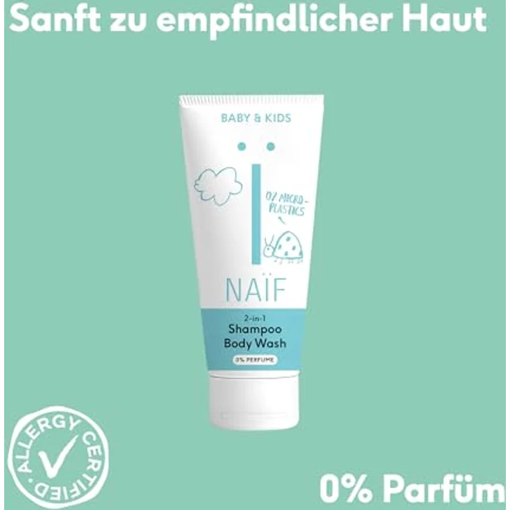 Naif Baby & Kids 2-in-1 Reinigungsgel und Shampoo, vegan, ohne Duftstoffe, 500 ml – Bild 5