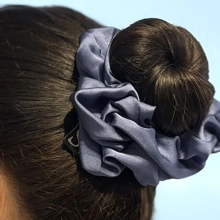 Sister Young LILU STEEL BLUE Scrunchie Haargummi, Satin-Eleganz, sanft zum Haar, universelle Größe, für jeden Anlass – Bild 8