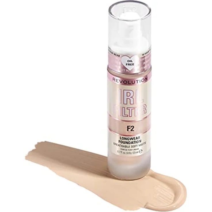 Makeup Revolution IRL Filter Foundation F2, 16 Stunden Haltbarkeit, mittlere bis volle Deckkraft, mattes Finish, für helle Hauttöne, 23ml – Bild 3