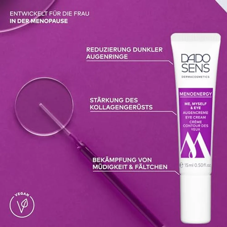DADO SENS MENOENERGY ME, MYSELF & EYE Augencreme, 15 ml, feuchtigkeitsspendend mit veganem Kollagen gegen dunkle Augenringe – Bild 2