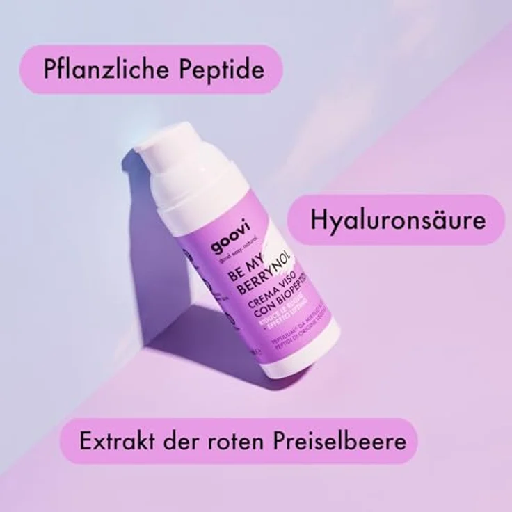 GOOVI Be My Berrynol Face Cream, Anti-Aging Gesichtscreme mit Biopeptiden und Hyaluronsäure, 50ml, straffende Gesichtspflege für alle Hauttypen – Bild 5