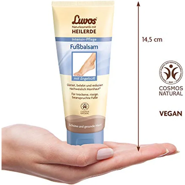 Luvos Heilerde Fußcreme Intensivpflege Hornhautcreme 75 ml, Vegan & Natürliche Aktivstoffe, für trockene Füße