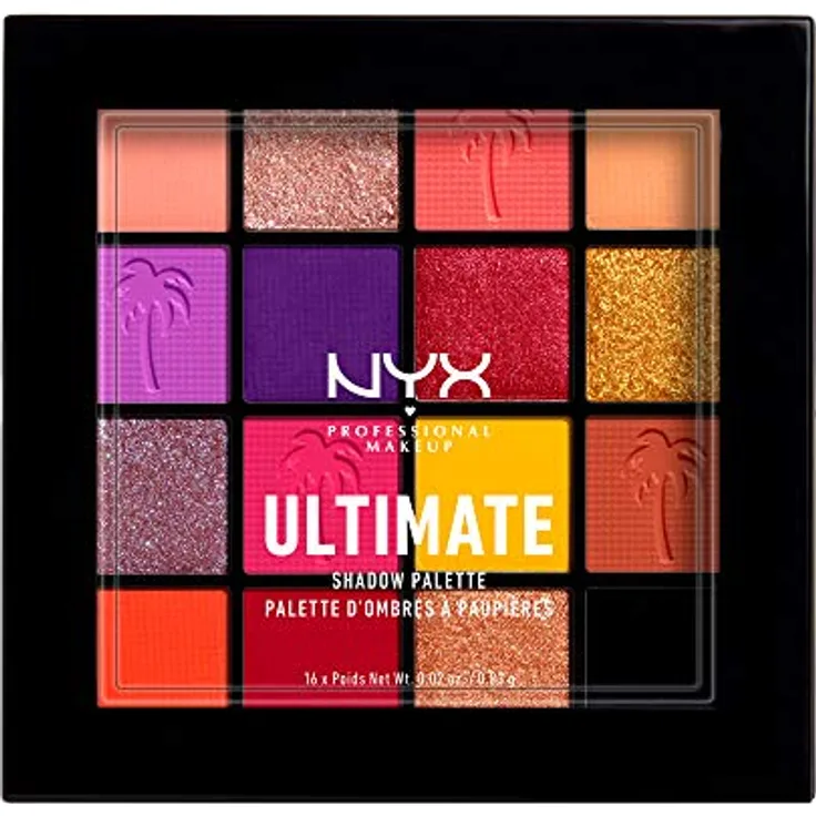 NYX Professional Makeup Ultimate Shadow Palette Lidschattenpalette Farbton 13 - Festival, 16x0,83 g, schimmernde und matte Effekte, ideal für vielseitige Make-up-Looks