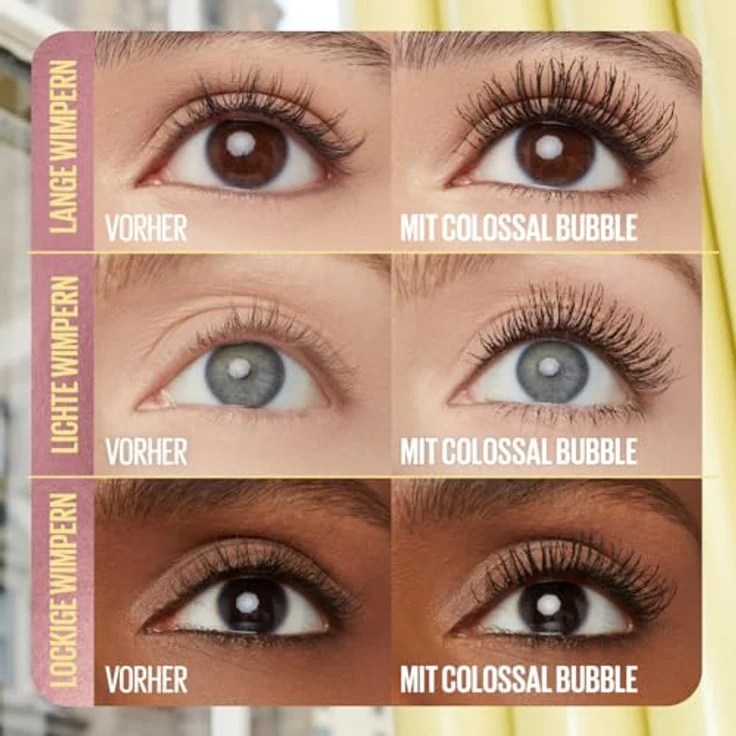 Maybelline New York Colossal Bubble Mascara, Aufbaubare Wimperntusche mit spiralförmiger Bürste für maximales Volumen, Farbe: Schwarz, 10 ml – Bild 4