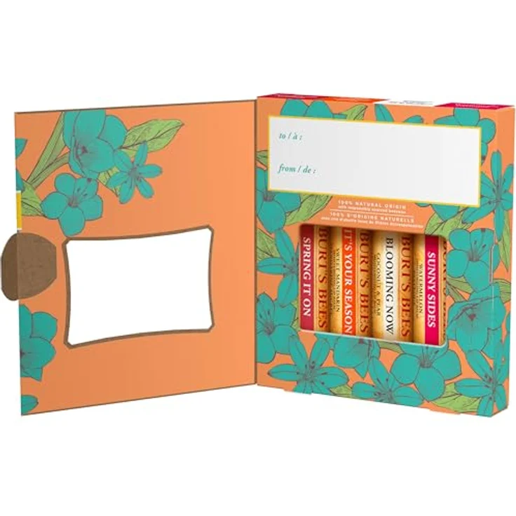 Burt's Bees Lippenbalsam-Geschenkset, 4 feuchtigkeitsspendende Lippenbalsame in Granatapfel, Kokosnuss und Birne, Süße Mandarine, 4 x 4,25 g, Limited Edition Geschenkbox – Bild 2
