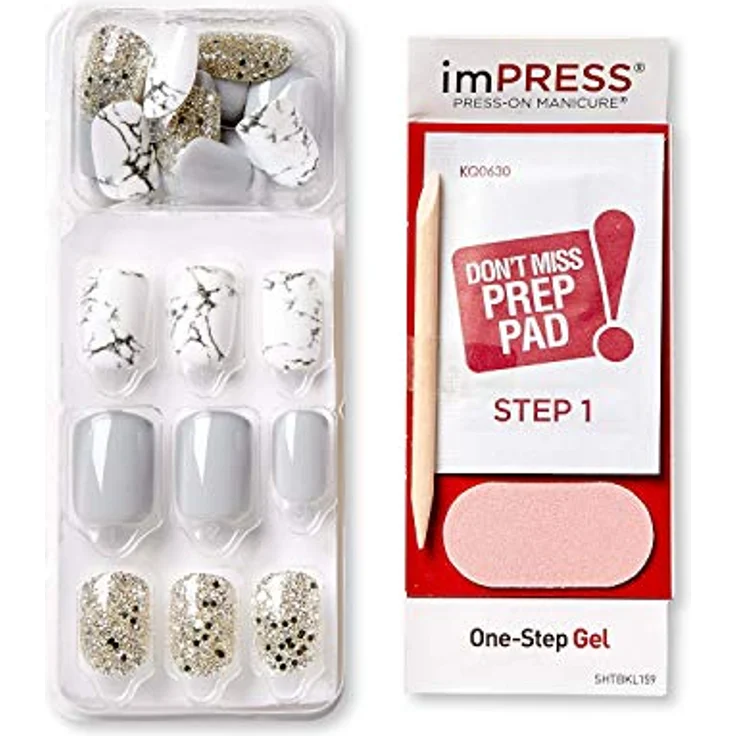 KISS imPRESS Short künstliche Fingernägel selbstklebend, 30 Stück für professionelle Maniküre, einfache Anwendung ohne Kleber – Bild 5