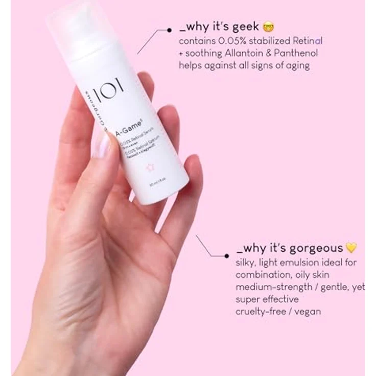Geek & Gorgeous A-Game 5 Leichtes Serum mit 0,05% Retinal 30 ml - Mildert Falten & Hautunreinheiten - Anti-Aging Gesichtspflege für alle Hauttypen – Bild 5