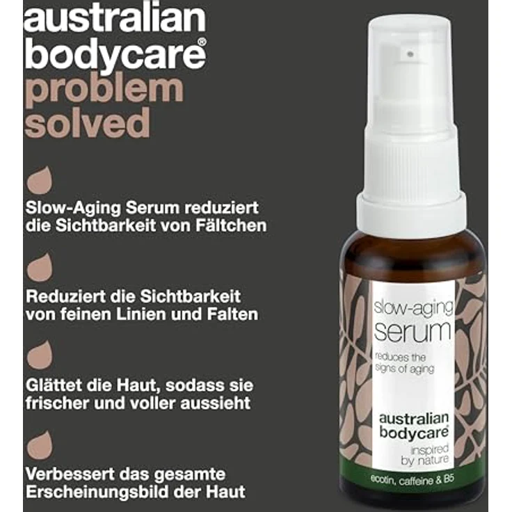 Australian Bodycare Vegan Anti-Aging Serum, 30 ml - Mit Hyaluronsäure, Peptiden & Koffein - Ideal für Normal, Reife, Sensible Haut – Bild 3