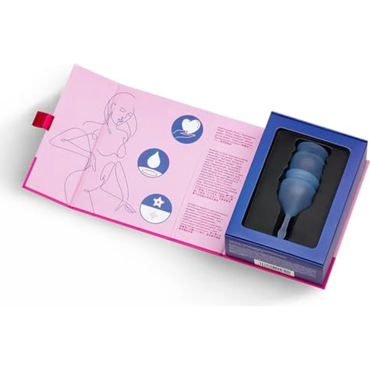 Satisfyer Feel good MENSTRUAL CUP, Menstruationstasse 15 ml & 20 ml, hypoallergenes Silikon, blau, 2 St. – Bild 7