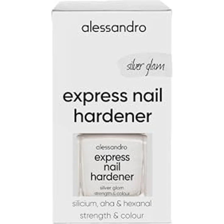 alessandro Express Nail Hardener Silver Glam, 2-in-1 Nagelpflege für feste und widerstandsfähige Nägel, silbrig schimmernd, 10ml – Bild 3