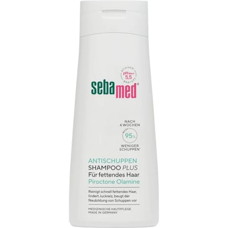 Sebamed Antischuppen Shampoo plus, 95% weniger Schuppen nach nur 4 Wochen, Shampoo für Damen und Herren, auch zur Bekämpfung von fettendem Haar und Juckreiz, für die tägliche Reinigung, 200 ml – Bild 1