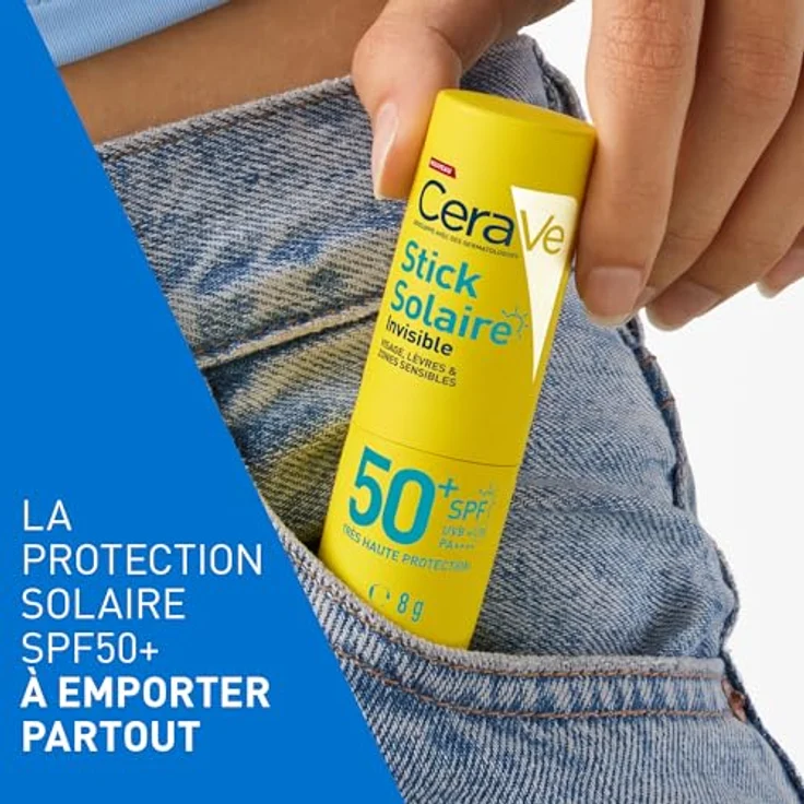 CeraVe Invisible Sun Stick LSF 50+, Sehr hoher UVA- und UVB-Schutz, 8 g, schweißresistent und rückstandsfrei – Bild 5