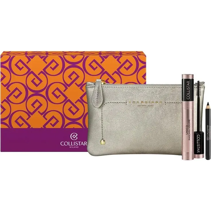Collistar Unico Set, Mascara 13 ml + Mini-Eyeliner 0,8 gr + Kosmetiktasche, langanhaltend, voluminöse Wimpern, festlicher Look