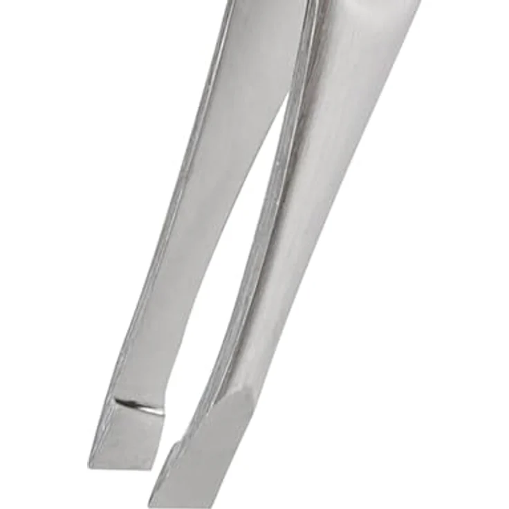 REMOS Pinzette, 8 cm aus rostfreiem Edelstahl mit schräger Spitze, rutschsicher und hygienisch für Augenbrauen und Bastelarbeiten – Bild 2