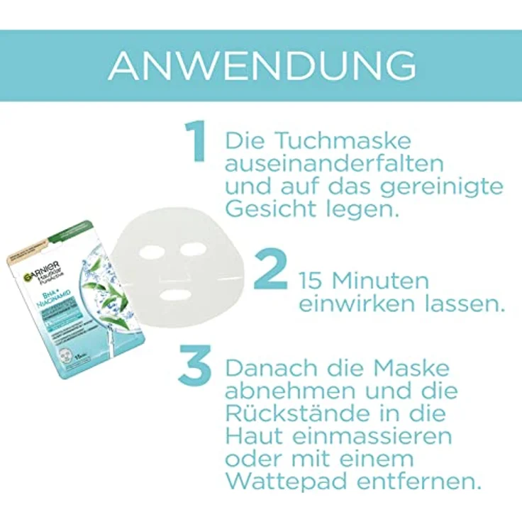 Garnier Tuchmaske, Gesichtsmaske für fettige Haut, Anti-Unreinheiten, Formel mit Teebaumöl und Salizylsäure, Hautklar Aktiv, 23 g – Bild 4