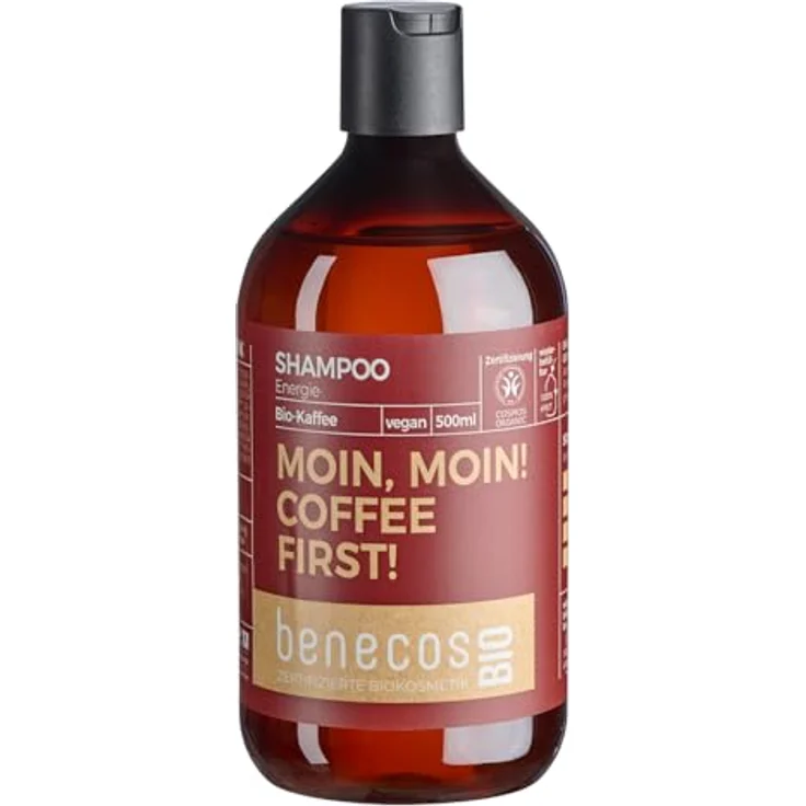 Benecos Kaffee Shampoo Coffein, 500ml, mit Bio-Kaffee & Brokkoliöl, für alle Haartypen, vitalisierend & sanft – Bild 1