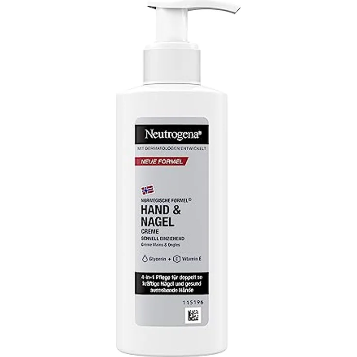 Neutrogena Hand & Nagel Creme (150ml), schnell einziehende Handcreme mit 4-in-1 Feuchtigkeitspflege, Feuchtigkeitscreme mit Glycerin + Vitamin E