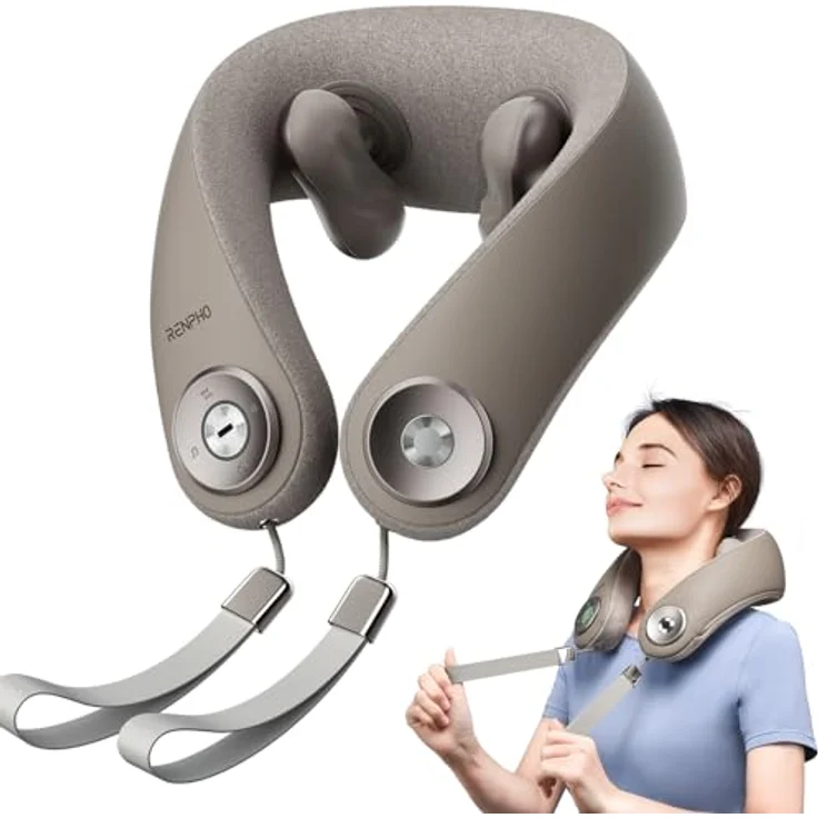 RENPHO Nackenmassagegerät, Kabelloses 6D-Knet-Massagegerät mit Wärmefunktion, Tragbar und USB-C aufladbar, für Frauen und Männer, perfekt für Reisen – Bild 1