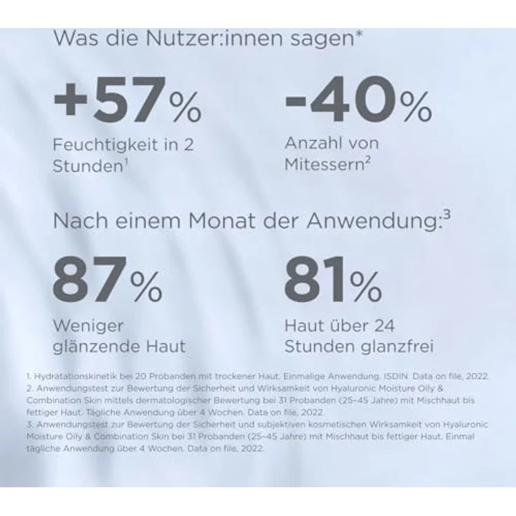 ISDIN ISDINCEUTICS Hyaluronic Moisture Oily and Combination Skin, leichte mattierende Gesichtscreme mit Hyaluronsäure, 50g, speziell für fettige Haut und Mischhaut – Bild 4