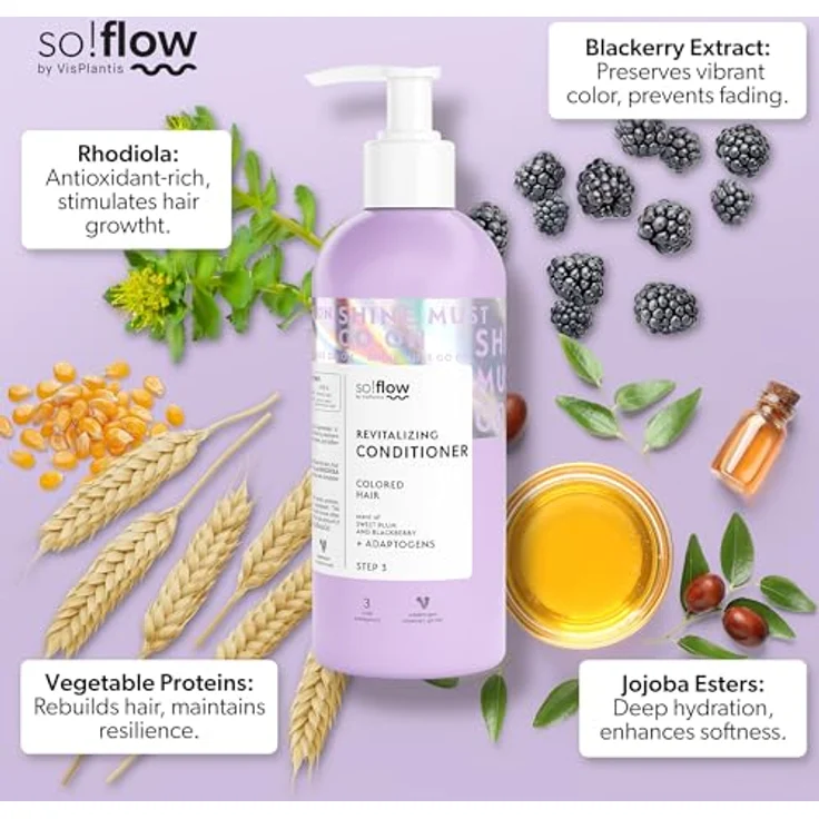 So!Flow Conditioner für coloriertes Haar, mit Beerenauszügen und Proteinen, Farb- und Hitzeschutz, 250 ml – Bild 3