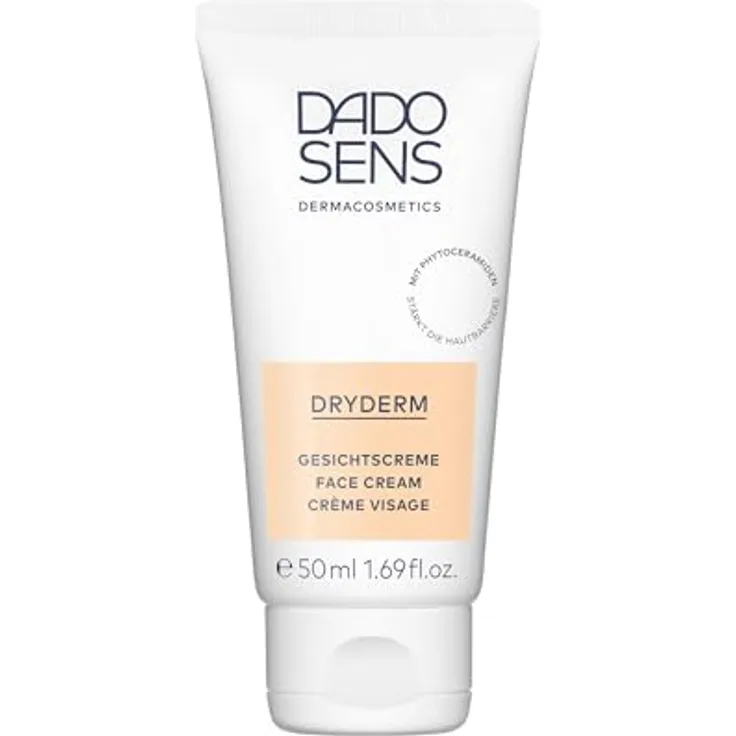 DADO SENS DRYDERM GESICHTSCREME (50 ml) - Intensive Feuchtigkeitspflege für raue & trockene Haut, vegan, mit pflanzlichen Ceramiden und Hyaluronsäure