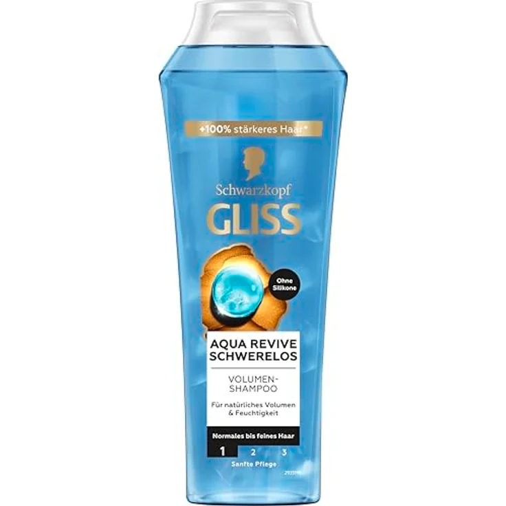 Gliss Aqua Revive Schwerelos Shampoo, Haarshampoo mit Panthenol und Meeresalgen, 250 ml für normales bis feines Haar – Bild 2