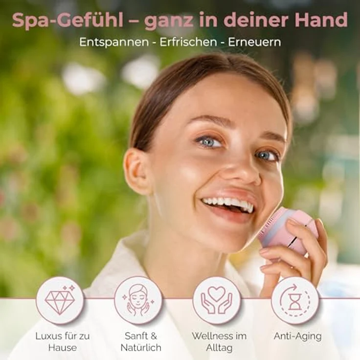 Higher Glow Produkte Higher Glow Produkte Silikon-Gesichtsreinigungsbürste 3D-Vibration Lichttherapie Anti-Aging USB-Aufladung Wasserdicht Gesichtsreinigung – Bild 7