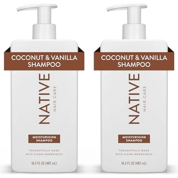 Native Shampoo für Frauen & Männer, feuchtigkeitsspendendes Shampoo ohne künstliche Duftstoffe oder Mineralöle, Kokosnuss- & Vanille-Duft, 2 x 487 ml – Bild 1