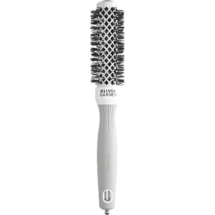 Olivia Garden Expert Blowout Shine – Weiß & Grau - 25 - Runde, antistatische Keramikbürste für glänzende und frizzfreie Blowouts – Bild 1